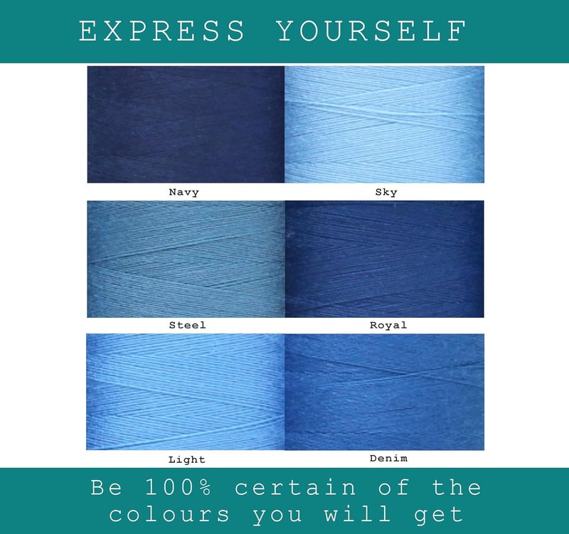 BlesSew Sewing Thread in Blue Color Tones – 6 Spools of Polyester Thread for Sewing Machine for Beginners, Hand Stitching & Quilting - 1000 yds per Spool - Image 4